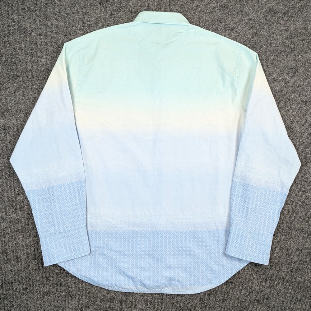Tommy Bahama Mens Medium Ombre Casual Cotton Silk Button Down Shirt Blue Green - Picture 5 of 13